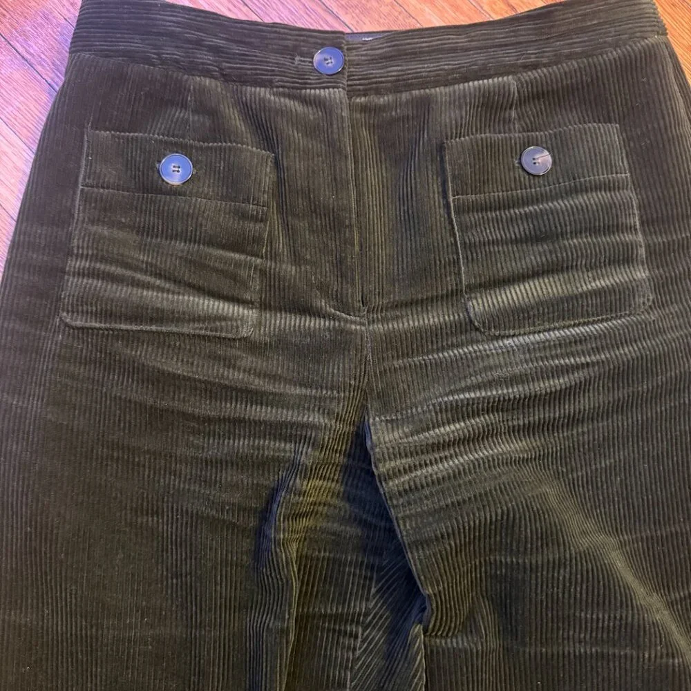 Sezane Dan Trousers Dark Olive - Size 6 - Picture 4 of 11